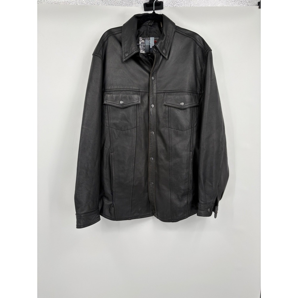 First Classics Authentic Riding Gear Leather Jacket XL Black Snap Front - Picture 2 of 9